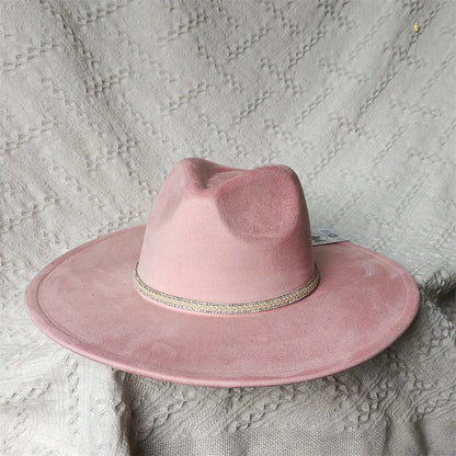 Colorful Suede Wide Brim Felt Fedoras Women's Hat Men's Church Jazz Hat Denim Hat Panama шляпа женская летняя 2024