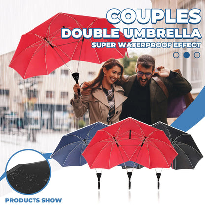 Convenient Umbrella Manual Closing Double Umbrella Large Area Coverage Sun Protection Couple Umbrella Rain-Roof