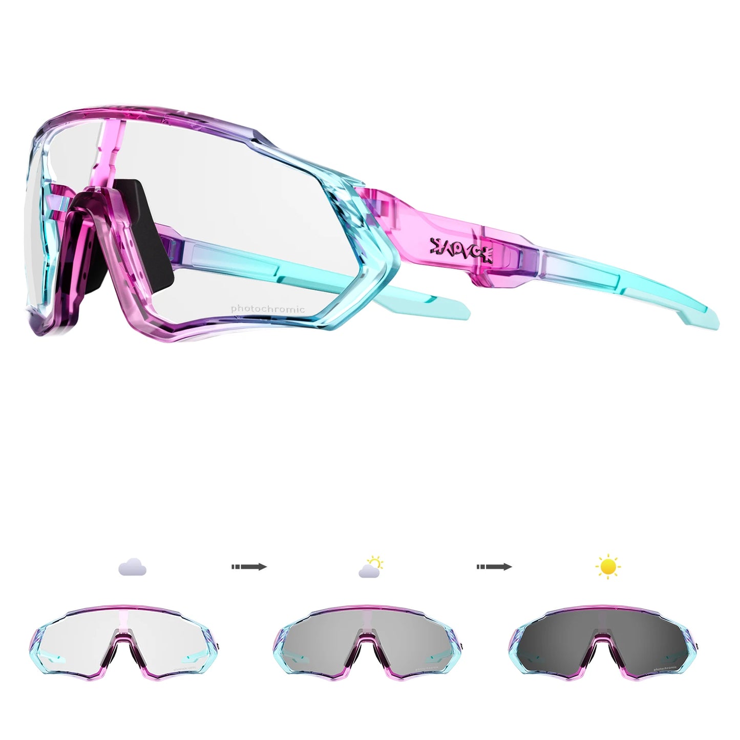 Kapvoe New Outdoor Photochromic Cycling Sunglasses Men Women Road Mountain Bike Bicycle Cycling Glasses Sport Running Eyewear