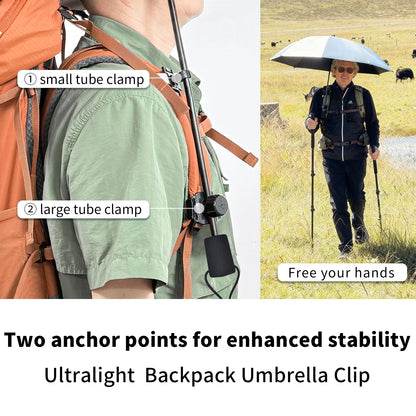 Hiking Umbrella Ultralight Outdoor trekkin long umbrella hands-free UV protection Umbrella Clip for Backpacks Sun & Rain Outdoor