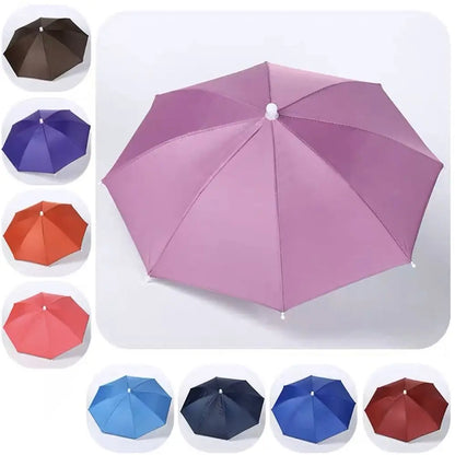Foldable Head Umbrella Hat Windproof Fishing Head Wearing Sunshade Rain Gear Outdoor Portable Umbrella Camping Beach Head Hats