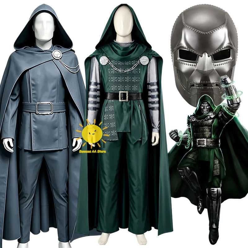 Beast Kingdom Victor Von Doom Cosplay Costume Doctor Doom Cosplay Tops Pants Cloak Belt Role Outfit Resin Mask Halloween Cos Men