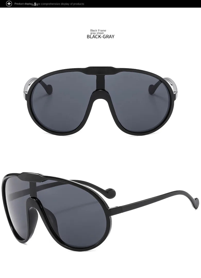 Trend Oversized Pilot Sunglasses Women Luxury Brand Designer Big Frame Cycling Sun Glasses Men Punk One Piece Len Black Yellow