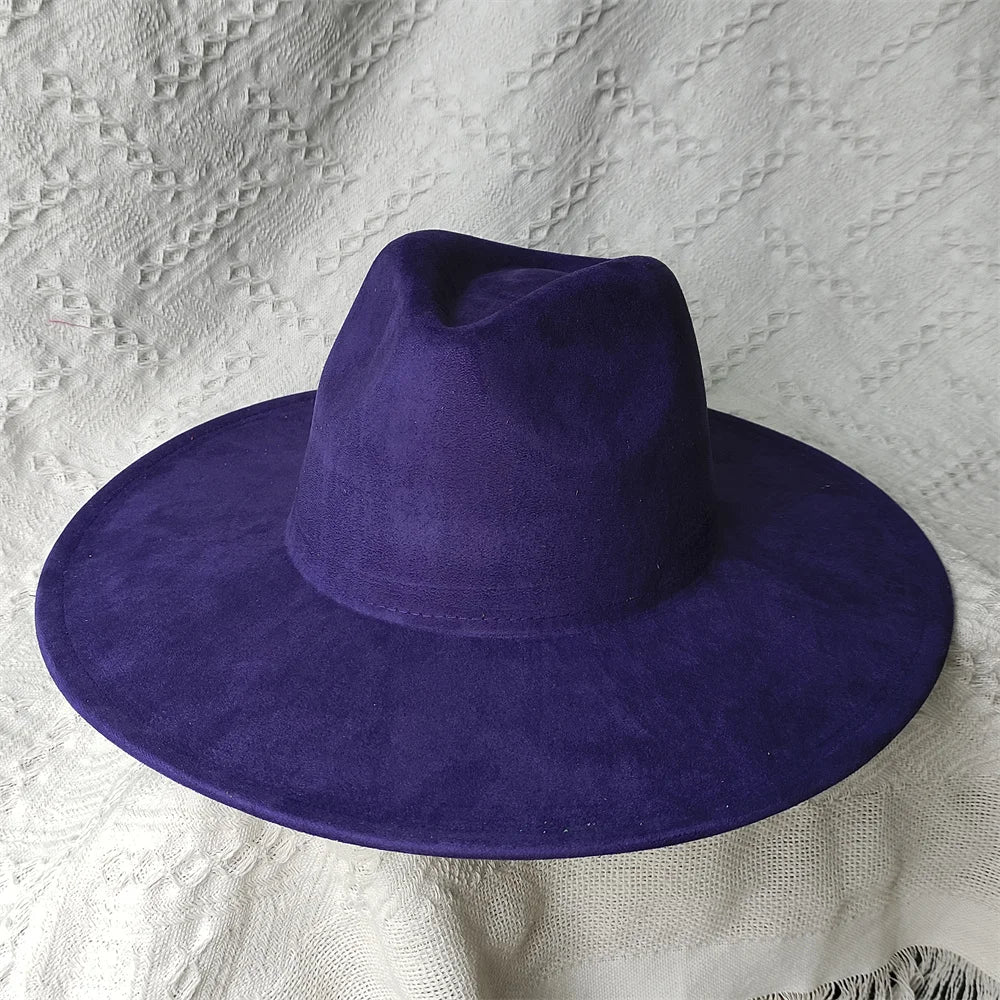 Colorful Suede Wide Brim Felt Fedoras Women's Hat Men's Church Jazz Hat Denim Hat Panama шляпа женская летняя 2024