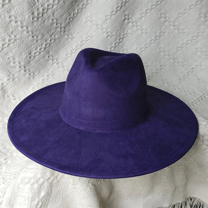 Colorful Suede Wide Brim Felt Fedoras Women's Hat Men's Church Jazz Hat Denim Hat Panama шляпа женская летняя 2024