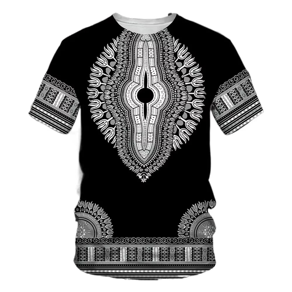 Summer New Men's African Ethnic Style Pattern 3D Print T-shirt Short Sleeve Tees Casual Harajuku Sports Oversized Unisex Tops