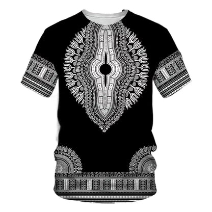 Summer New Men's African Ethnic Style Pattern 3D Print T-shirt Short Sleeve Tees Casual Harajuku Sports Oversized Unisex Tops