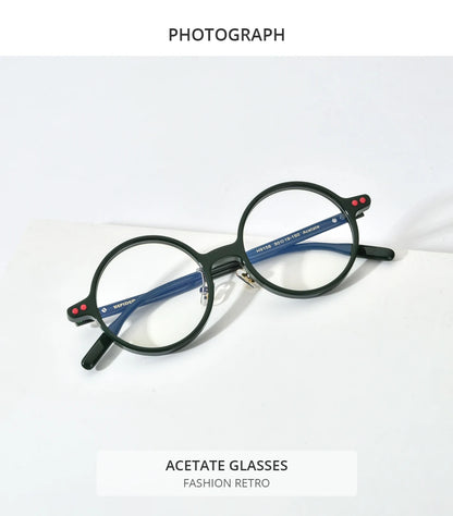 FONEX HEPIDEM Acetate Eyeglasses Frame Men 2025 New Small Round Brand Design Glasses Women Retro Vintage Eyewear Spectacles 9341