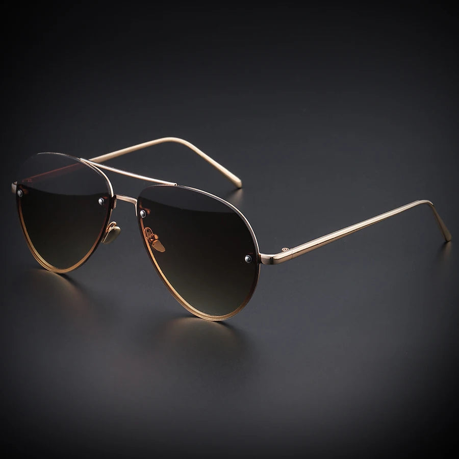 New Men's Large-Frame Metal Frameless Matte Frog-Style Sunglasses - Unisex Sunglasses, Fashionable and Versatile