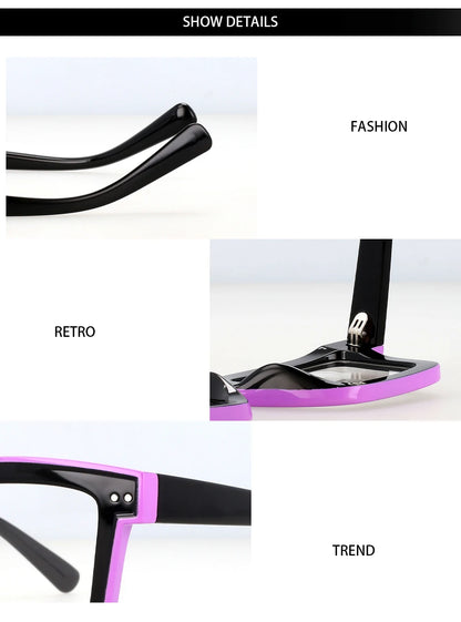 55599 New Fashion Men Brand Designer Glasses for Ladies Anti Blue Retro Square Punk Frame Clear Computer Purple Eyeglasses