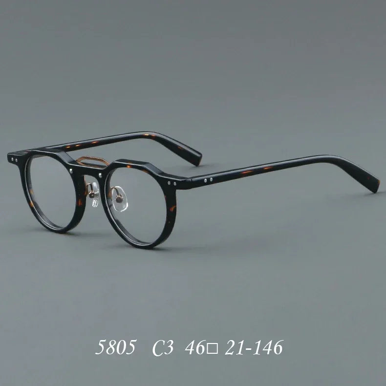 KSVEREN Vintage Acetate Frame Reading Glasses Men Women Fashion Round Rivet Optical Glasses Transparent Prescription Spectacles