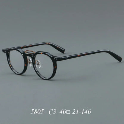 KSVEREN Vintage Acetate Frame Reading Glasses Men Women Fashion Round Rivet Optical Glasses Transparent Prescription Spectacles