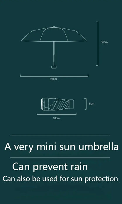 Flat 50% off Sun Protection Parasol, WOMEN'S Sun Umbrella, Anti-UV, Sunny and Rainy Dual-use Umbrella, Pocket Umbrella, Port