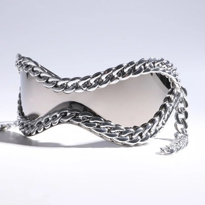 Luxury designer Trendy Metal Chain Frame Women Sunglasses 2000s All Matching Cool SunGlasses UV400 Lenses Eyewear Punk glasses