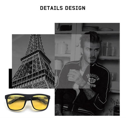 VIVIBEE Night Vision Glasses Yellow Polarized UV400 Men Square Driving Goggles Sports Women Anti Glare Car Eyepieces