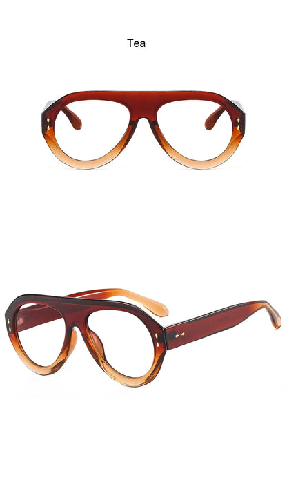 Trendy Oversized Pilot Reading Glasses Women Men Flower Brown Vintage Eyeglasses New Clear Blue Light Glasses +1.25 +1.5 +6