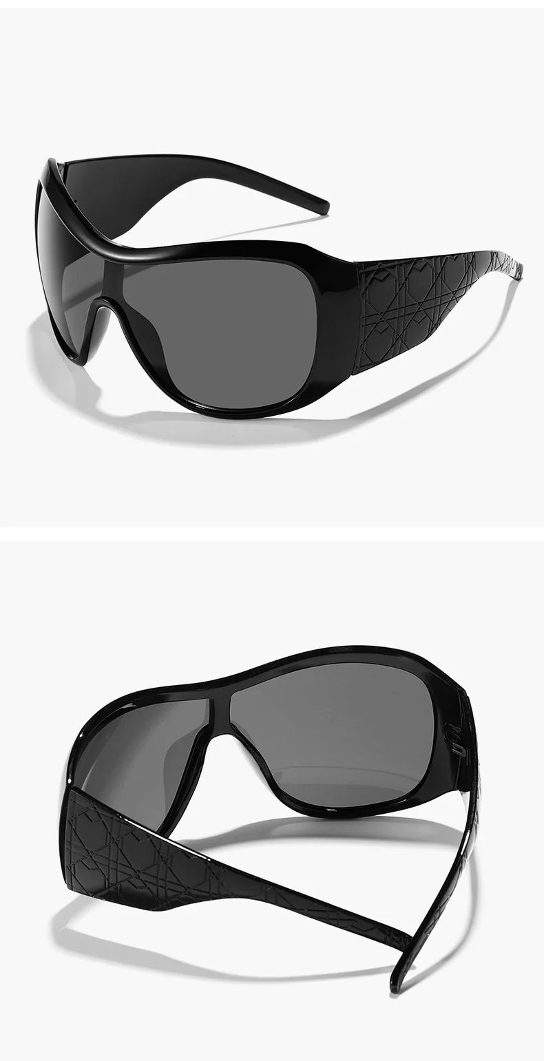 vintae one piece oversized shield sunglasses women new fashion red black gradient sexy sun glasses ladies trendy y2k shades