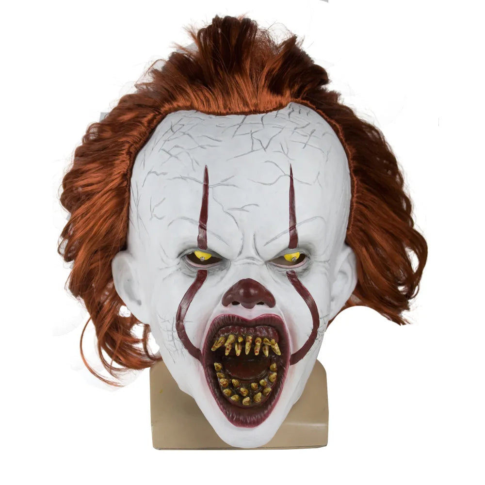 Creepy Pennywise Joker Mask Cosplay Horror Evil Demon Clown Killers Latex Helmet Halloween Carnival Party Costume Props Gifts