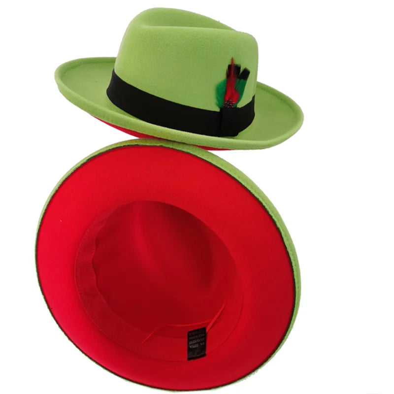 Women's Men's Fedora Hat Winter and Autumn Elegant Women's Gangster Trilby Felt Hamburg Church Jazz Hat 55-58CM Adjustable