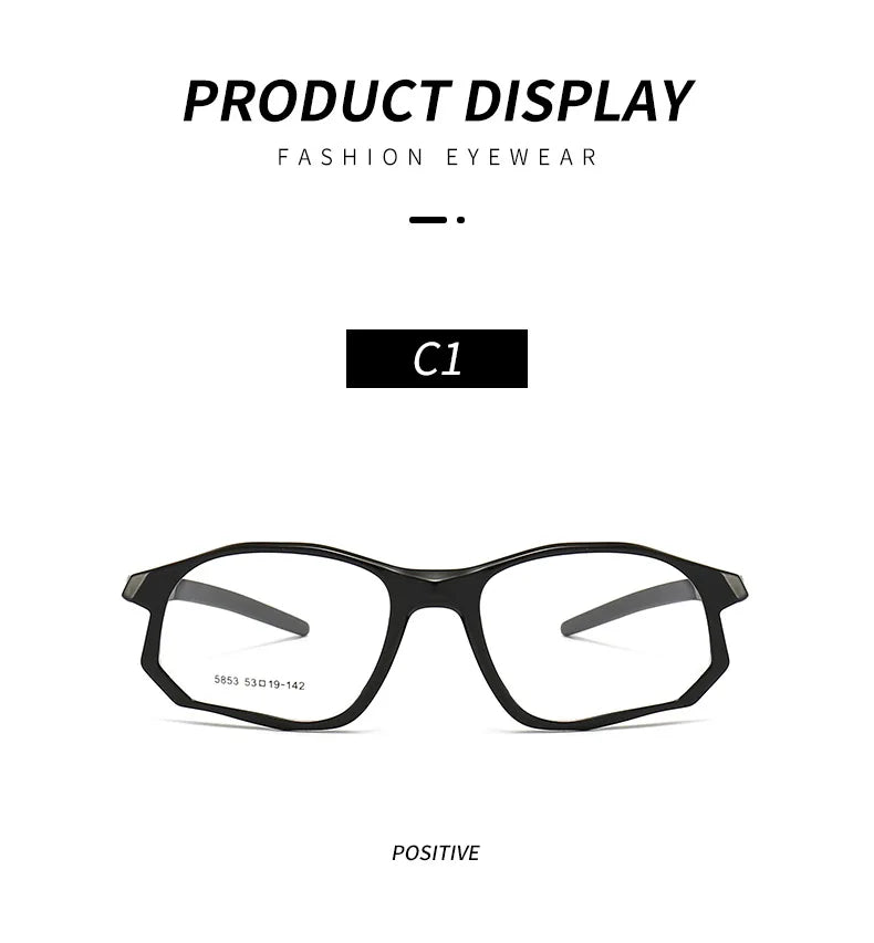 YIMARUILI New Fashion Sports Glasses Men and Women TR90 Spring Leg Design Big Face Optical Prescription Eyeglasses frame 5853