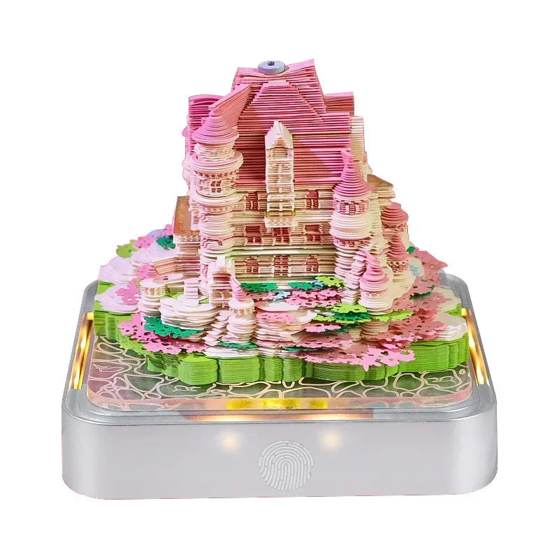 Love Castle 3D Memo Pad Paper Carving Art Calendar Fantasy Castle Notepad 3D Paper Card Decor New Year Valentine's Day Gift Box