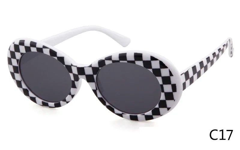 WHO CUTIE 2024 Goggles Oval Sunglasses Men Women Brand Designer 90S Colorful Retro Round Frame Kurt Cobain Shades Sun Glasses UV
