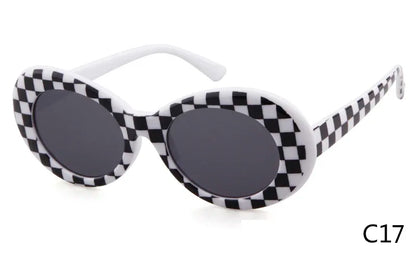 WHO CUTIE 2024 Goggles Oval Sunglasses Men Women Brand Designer 90S Colorful Retro Round Frame Kurt Cobain Shades Sun Glasses UV