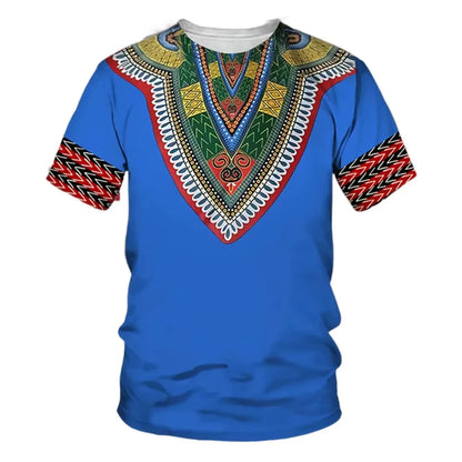 Summer New Men's African Ethnic Style Pattern 3D Print T-shirt Short Sleeve Tees Casual Harajuku Sports Oversized Unisex Tops