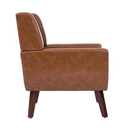 Faux Leather Accent Chair, Modern Upholstered Club Arm Chair for Living Room, Comfy Armchair Single Sofa Seat with, Customized