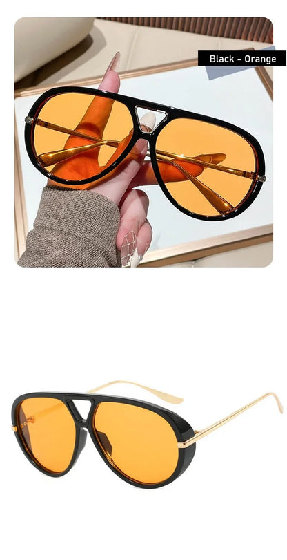 QVQV New Oversized Pilot Sunglasses Women Fashion Luxury Brand Leopard Blue Sunglasses Men Retro Outdoor Driving UV400 Shades