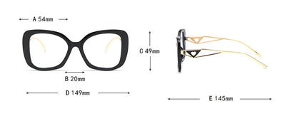 Luxury Brand Oversized Square Reading Glasses Women Triangle heart Temple Eyeglasses Blue Light Blocking Clear Computer Glasses