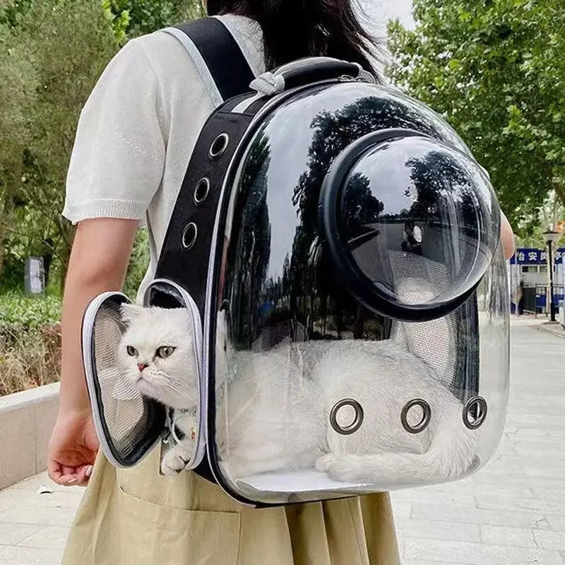 Premium Transparent Breathable SpaceCapsule Pet Backpack Lightweight Portable Carrier Bag for Cats Dogs Travel Outdoor Transport