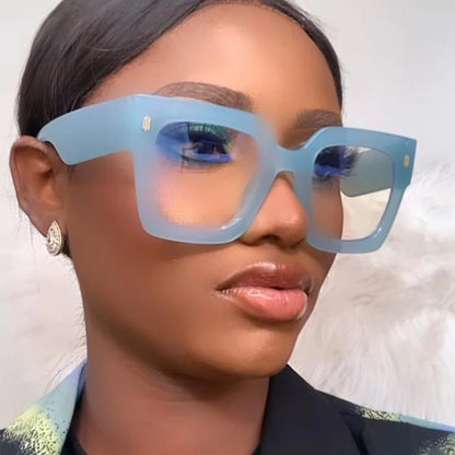 Vintage Big Frame Square Reading Glasses Women Men Fashion Brand Prescription Eyeglasses Transparent Computer Blue Light Glasses
