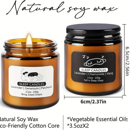 2 Glass Sleep Aromatherapy Candles, These Sleep Aromatherapy Candles Have a Calming, Soothing, and Balancing Effect, Perfect for People Who Are Stressed, Providing a Sense of Relaxation and Helping to Better Fall Asleep.