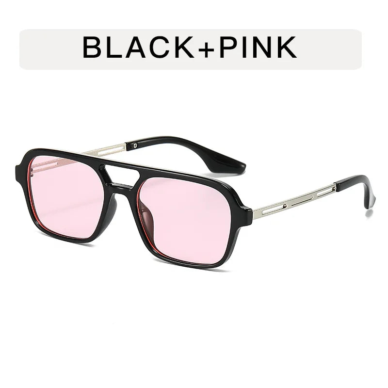 Small Square Frame Double Beam Sunglasses Men And Women Pilot Retro Sunglasses Classic Sunglasses