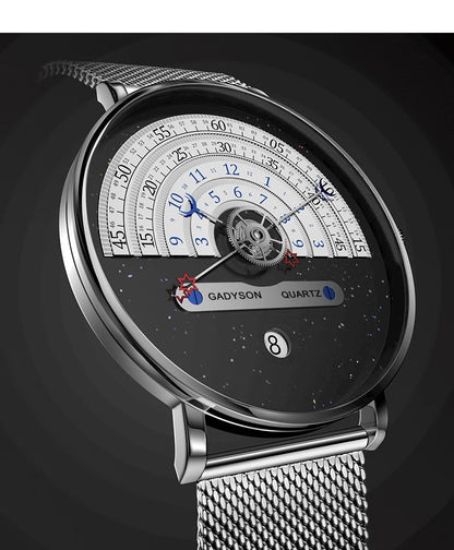 Unique Business Men Watch Fashion Auto Date Stainless Steel Strap Quartz Wristwatch Man Gifts For Him Calendar Clock