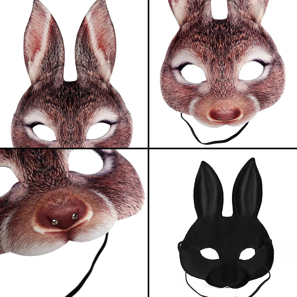 Animal Mask 3D Realistic Half Face Mask Halloween Carnival Masquerade Birthday Party Game Cosplay Costume Accessories Props