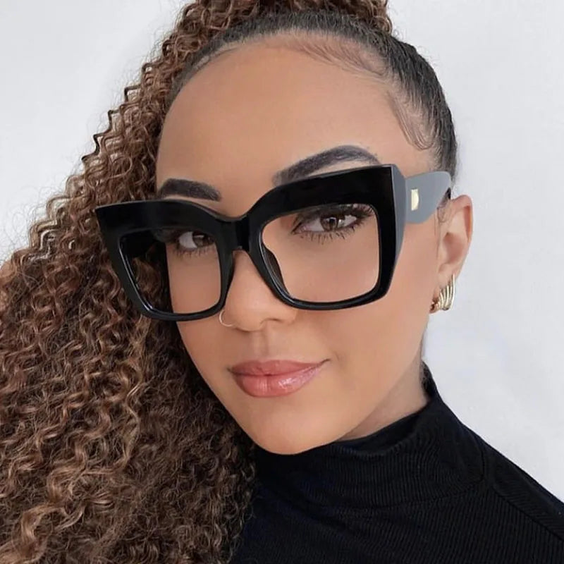 Square Anti Blue Light Reading Glasses Optical Lenses Prescription Glasses Frame Women Large Frame Cat Eye Presbyopic Glasses