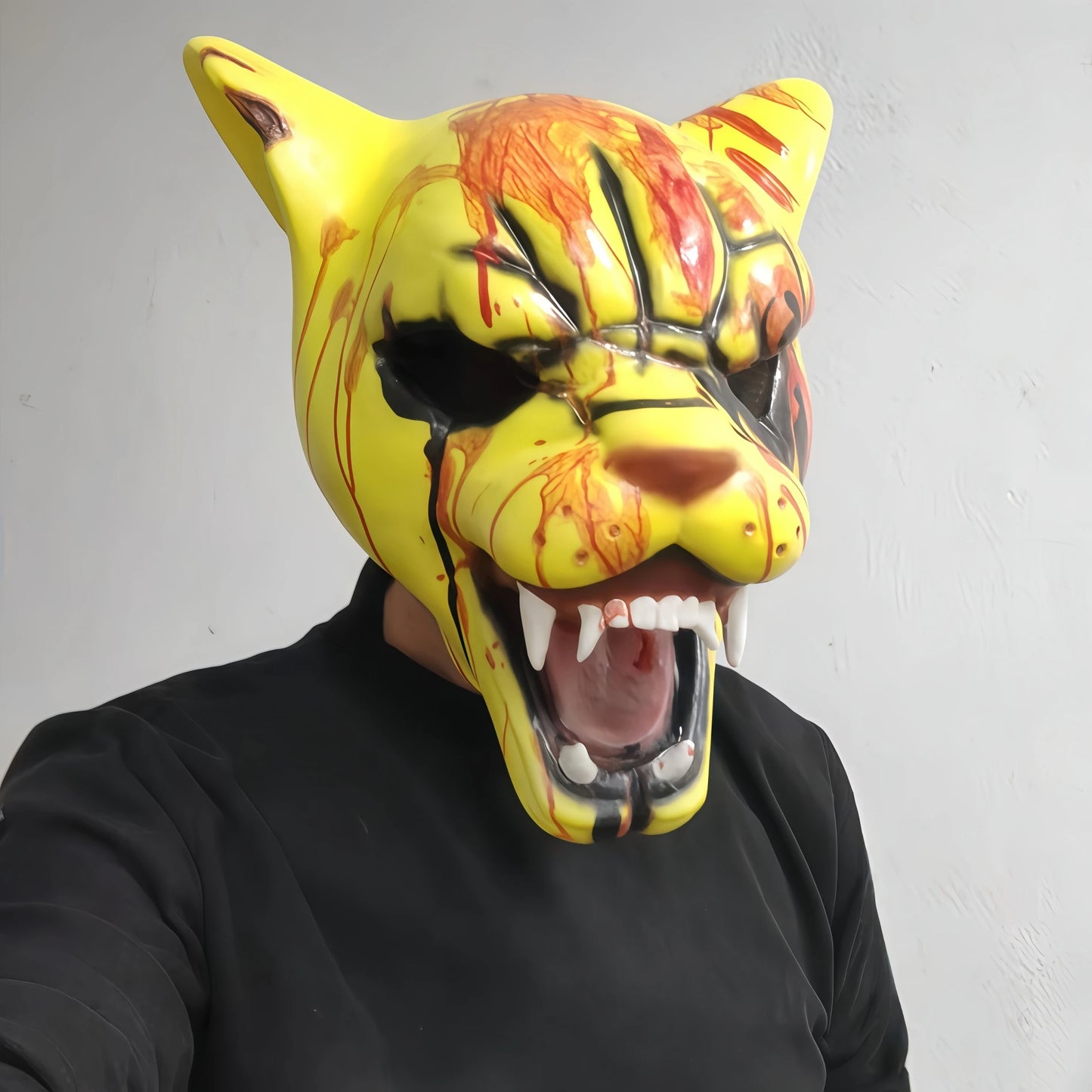 Horror Beast Mask | Bloody Tiger Style Scary Latex Face Mask | Halloween Party Cosplay Costume Prop For Festivals & Night Events
