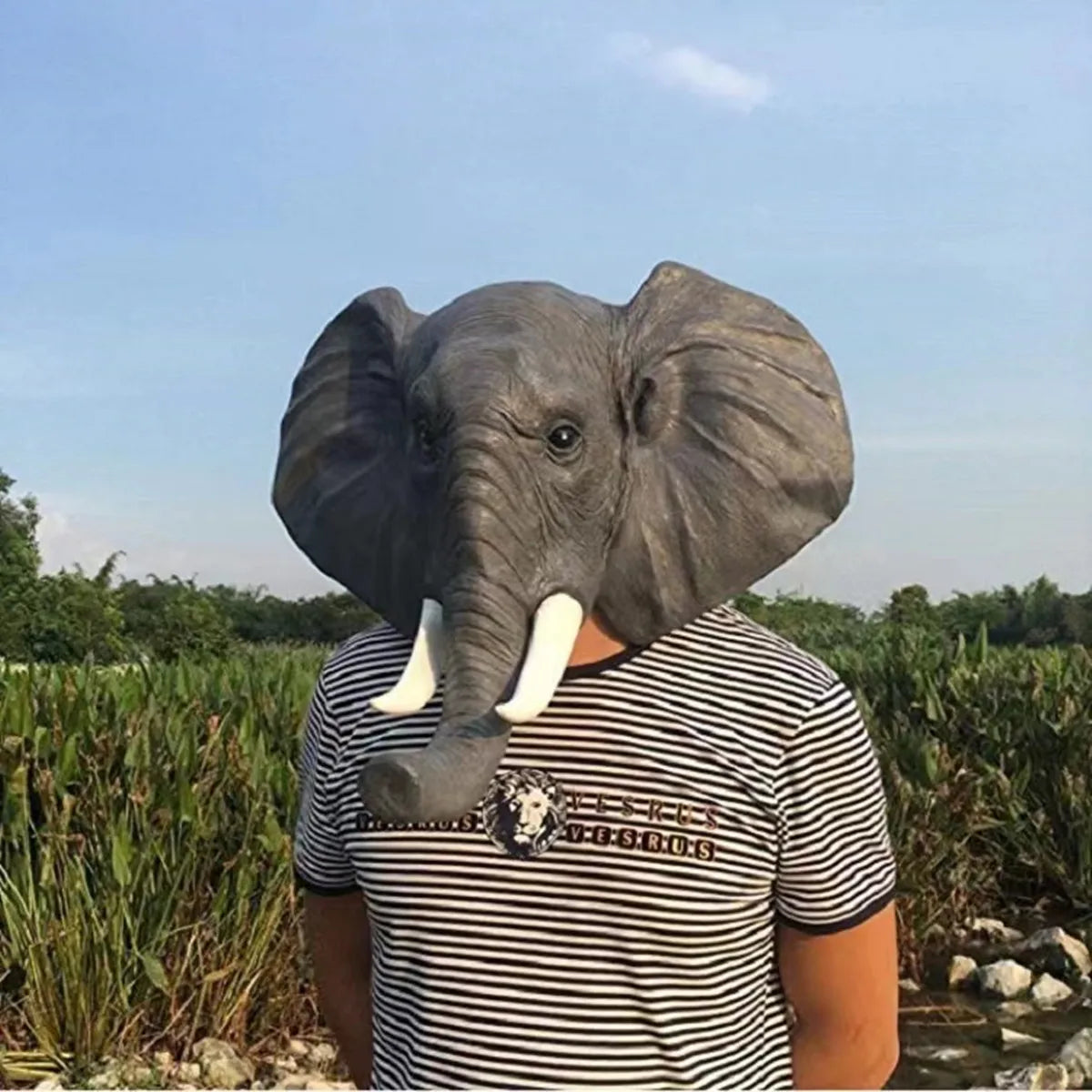 Elephant Head Mask Animal Mask Funny Halloween Head Mask Costume Cosplay Party Latex Mask Adult Prom Dress Up