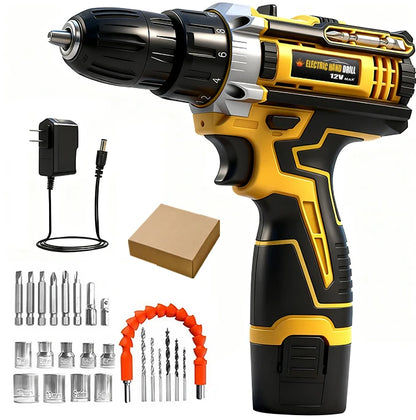 Lithium battery-powered screwdriver, electric screwdriver, electric hand drill, electric impact drill, combo set, home DIY kit