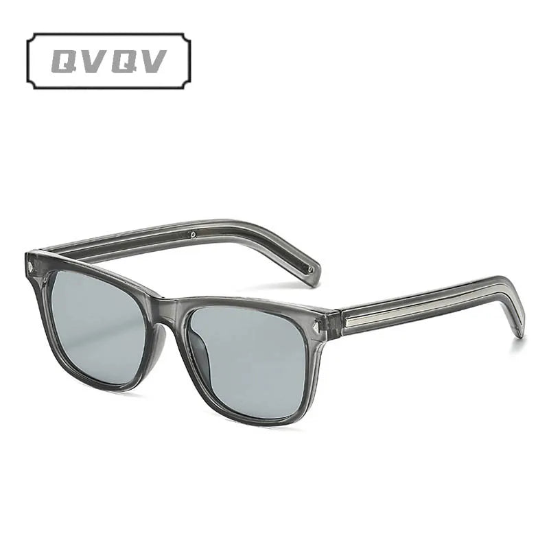QVQV Fashion Leopard Blue Square Sunglasses Women Men Metal Stripes Brand Design Sun Glasses Men Outdoor Selfie Sunscreen Shades