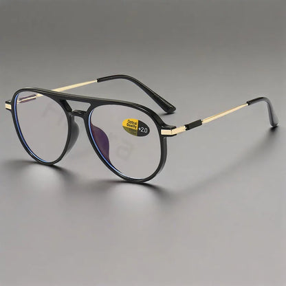Vintage Double Beam Reading Glasses Unisex Hyperopia Presbyopia Diopters Glasses Frame Anti Blue Light Spectacles 0 +100 ~+400