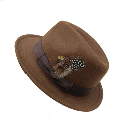 Women's Men's Fedora Hat Winter and Autumn Elegant Women's Gangster Trilby Felt Hamburg Church Jazz Hat 55-58CM Adjustable