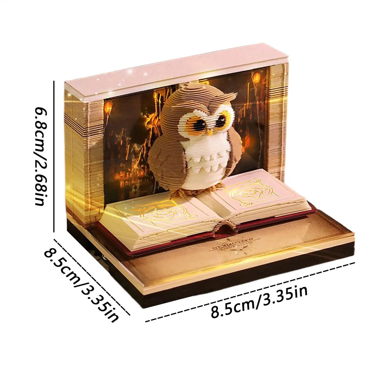 2026 Paper Sculpture Calendar 3D Owl Tear-off Calendar Paper Sculpture Art Memo Notepad Desk Calendar Sticky Notes Bookmark