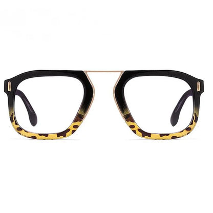 Rivets Black Leopard Fashion Reading Glasses Oversized Square Glasses Frame Anti Blue Light Far Sight Presbyopia Eyewear