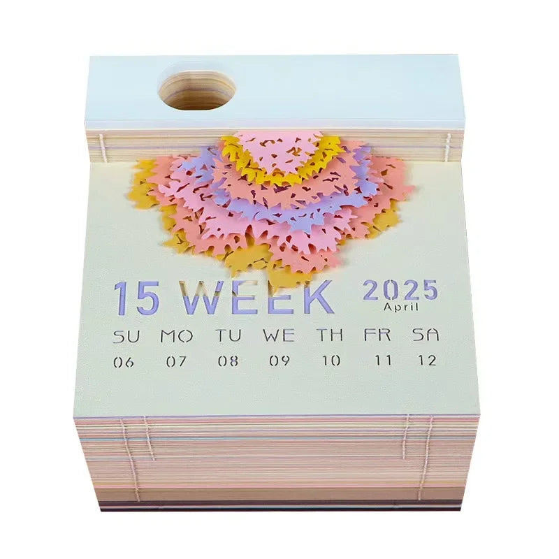 Treehouse 3D Desktop Calendar Sticky Notes Creative Crafts Souvenirs Paper Carvings Memo Pad New Year Gifts Office Ornament