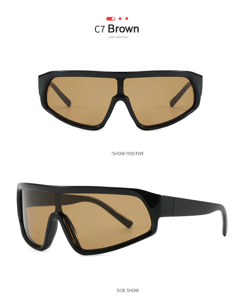 Cycling 2pcs Fashion New Sports Sunglasses Women Punk Style Outdoor Eyeglasses One Piece Personalized Square Glasses Unisex