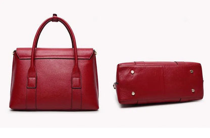 2024 New Genuine Leather Briefcase Women Handbags Large Capacity Ladies Fashion Cowhide Shoulder Messenger Bags Portable