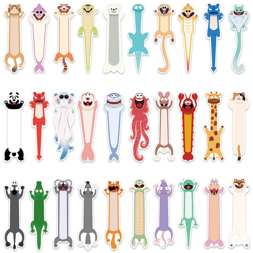 30pcs Funny Cute Cartoon Animals Paper Bookmarks For Library Office Students Readers Book Journal Page Marker
